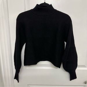 ZARA Ribbed Cropped Turtleneck Sweater Black